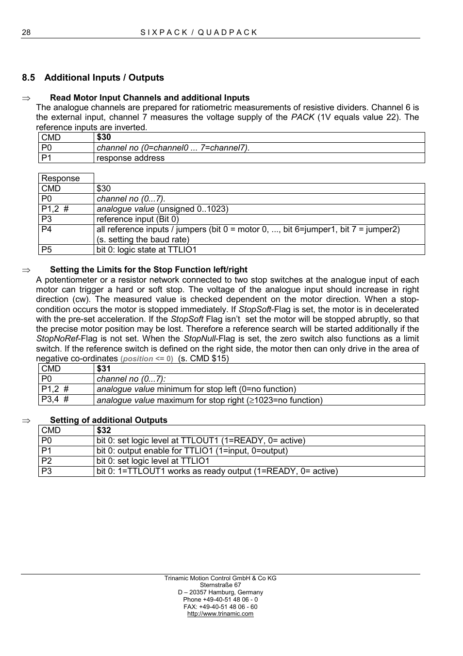 Additional inputs / outputs, Other settings | RMS Technologies 4-AXIS CONTROLLER/DRIVER User Manual | Page 28 / 33