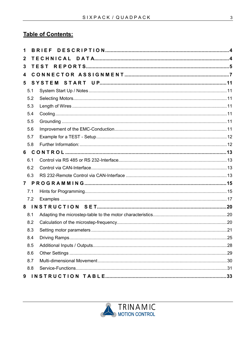 RMS Technologies 4-AXIS CONTROLLER/DRIVER User Manual | Page 3 / 33