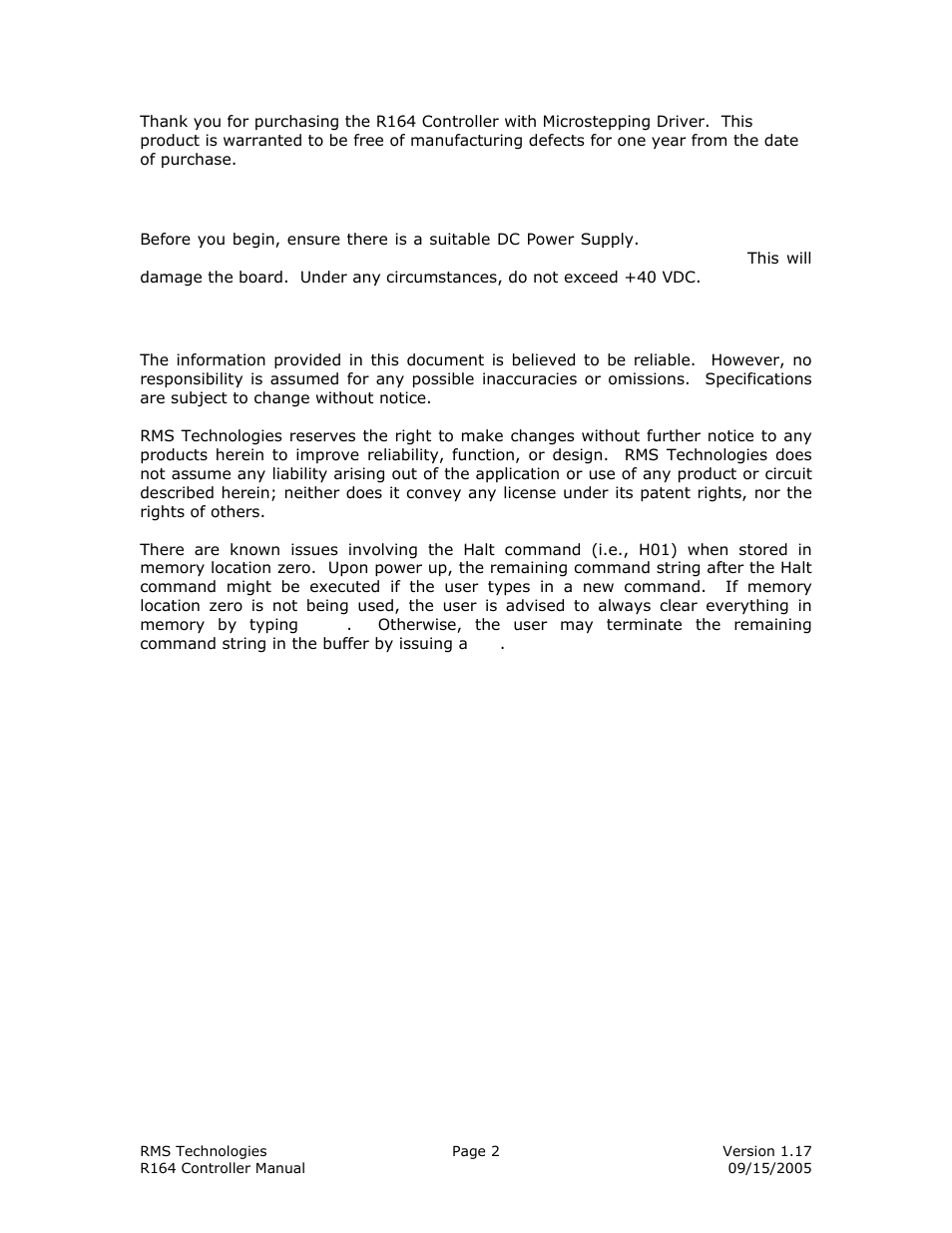 RMS Technologies IMDE23 INTEGRATED MOTOR+DRIVER+ENCODER User Manual | Page 2 / 17