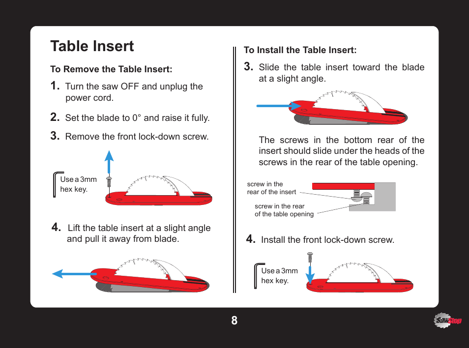 Table insert | SawStop SawStop User Manual | Page 8 / 13