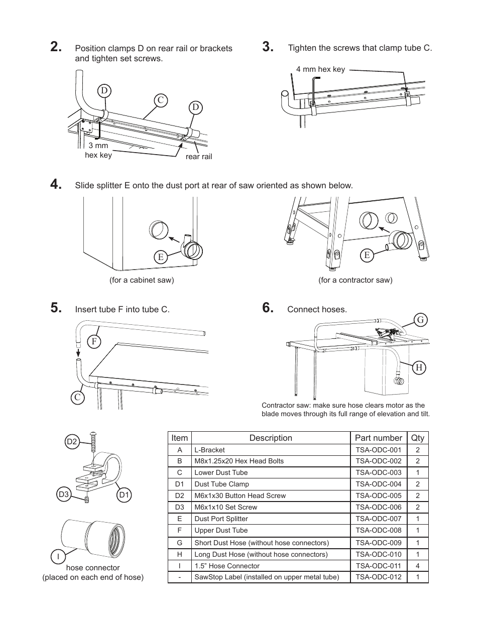 SawStop Over-Arm Dust User Manual | Page 2 / 2