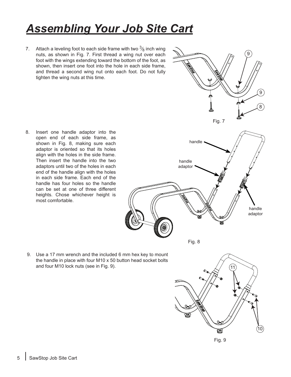 Assembling your job site cart | SawStop Job Site Cart User Manual | Page 6 / 12