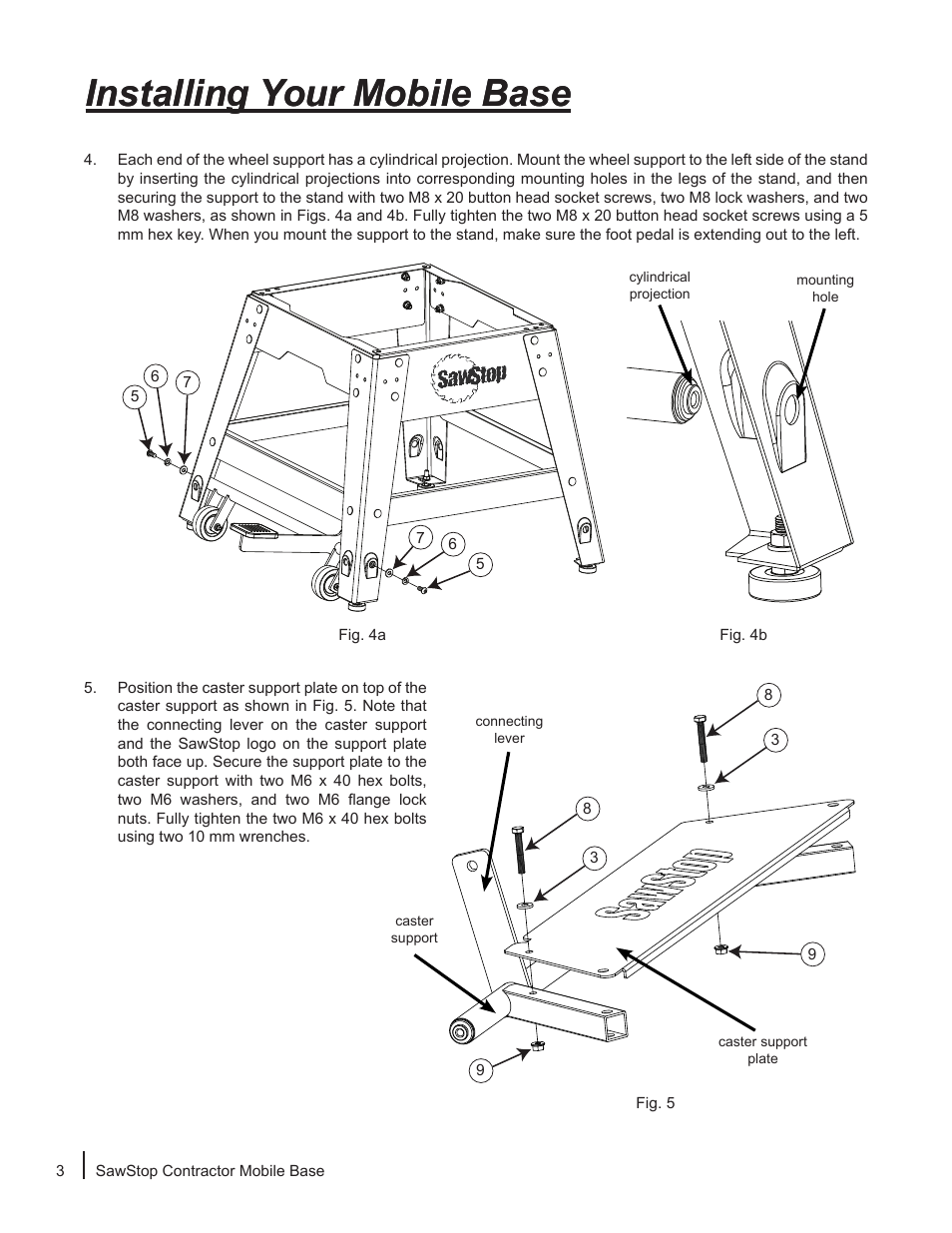 Installing your mobile base | SawStop Mobile Base User Manual | Page 4 / 12