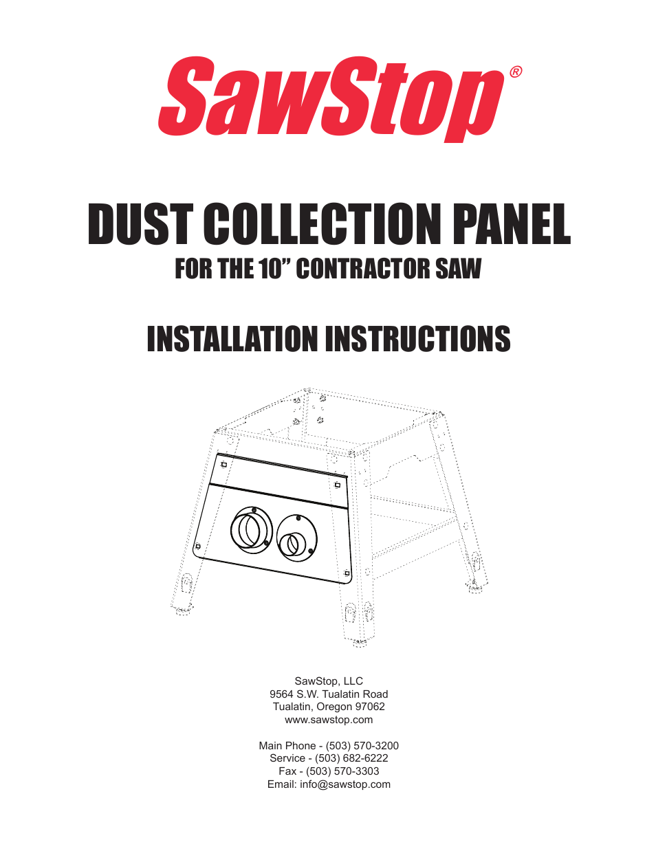 SawStop Dust Collection Panel User Manual | 4 pages