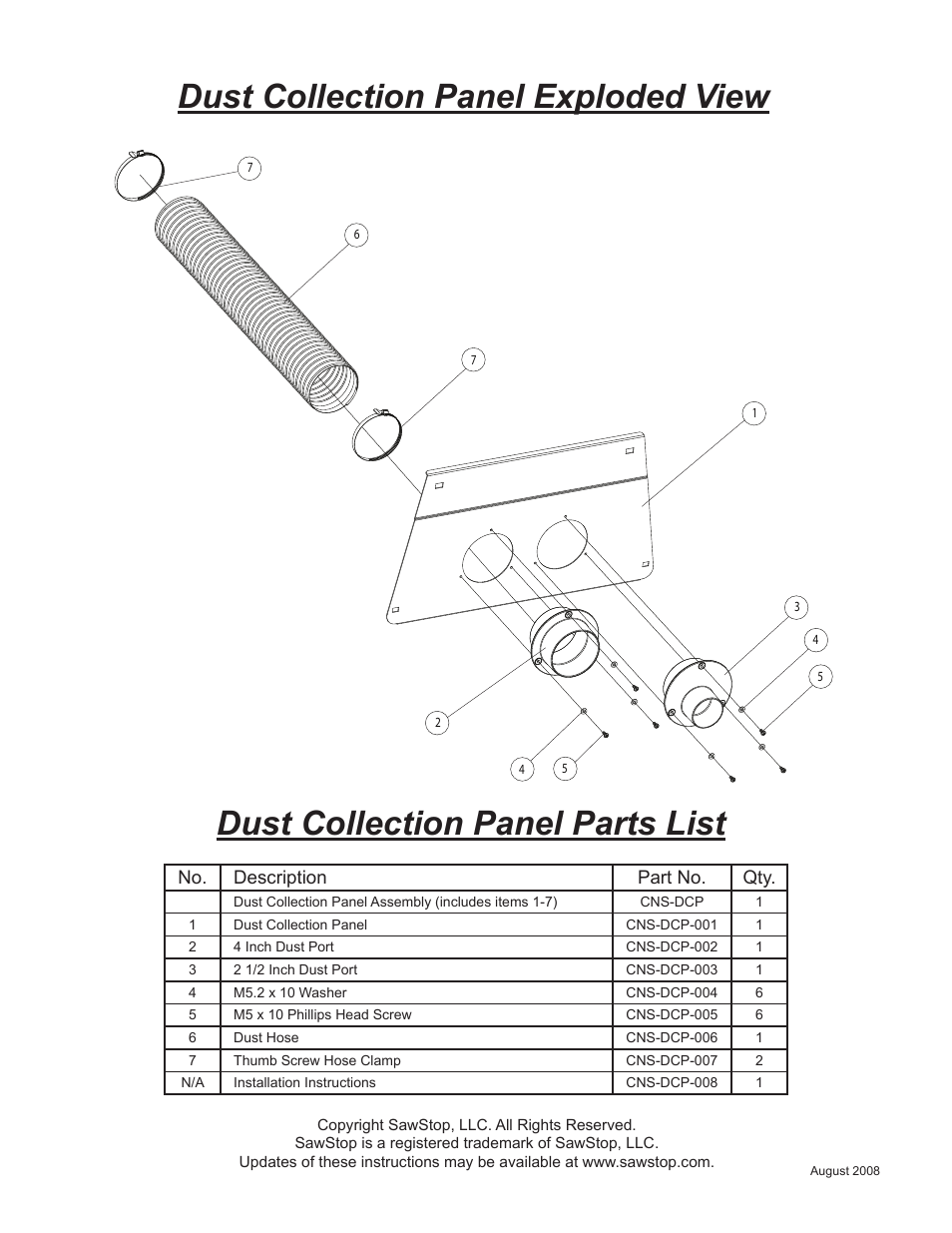 SawStop Dust Collection Panel User Manual | Page 4 / 4