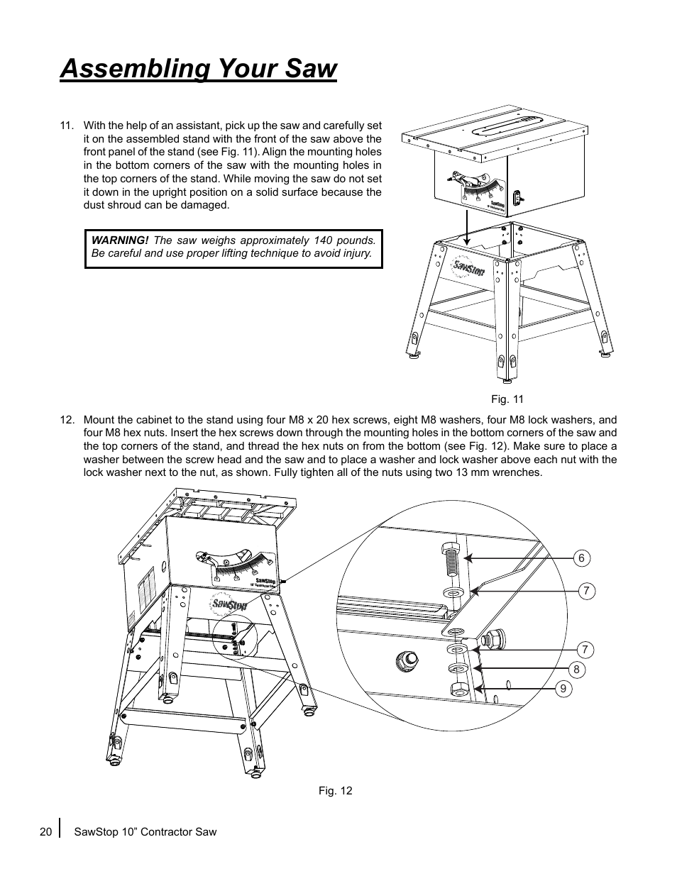 Assembling your saw | SawStop CNS175-AU User Manual | Page 22 / 112