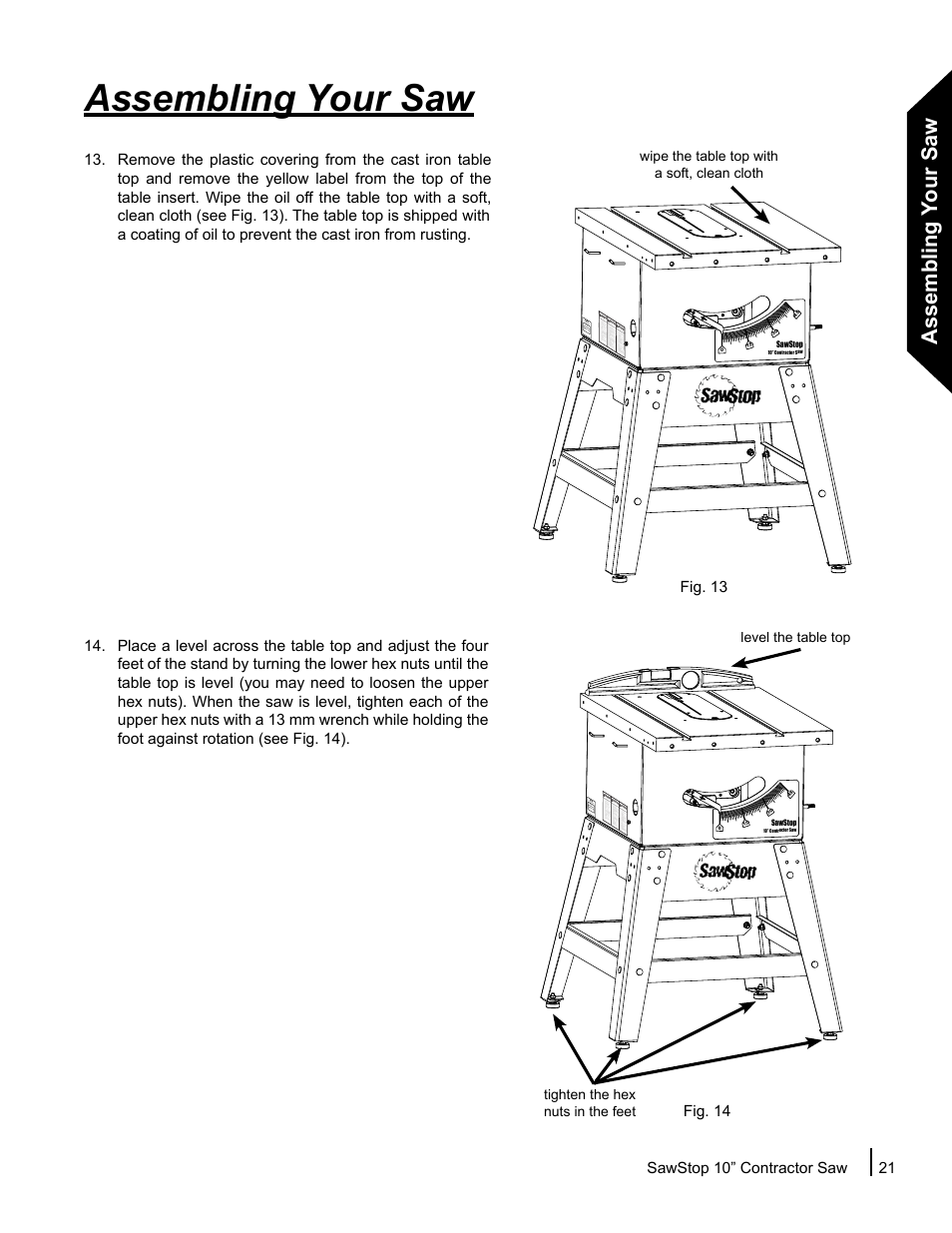 Assembling your saw | SawStop CNS175-AU User Manual | Page 23 / 112