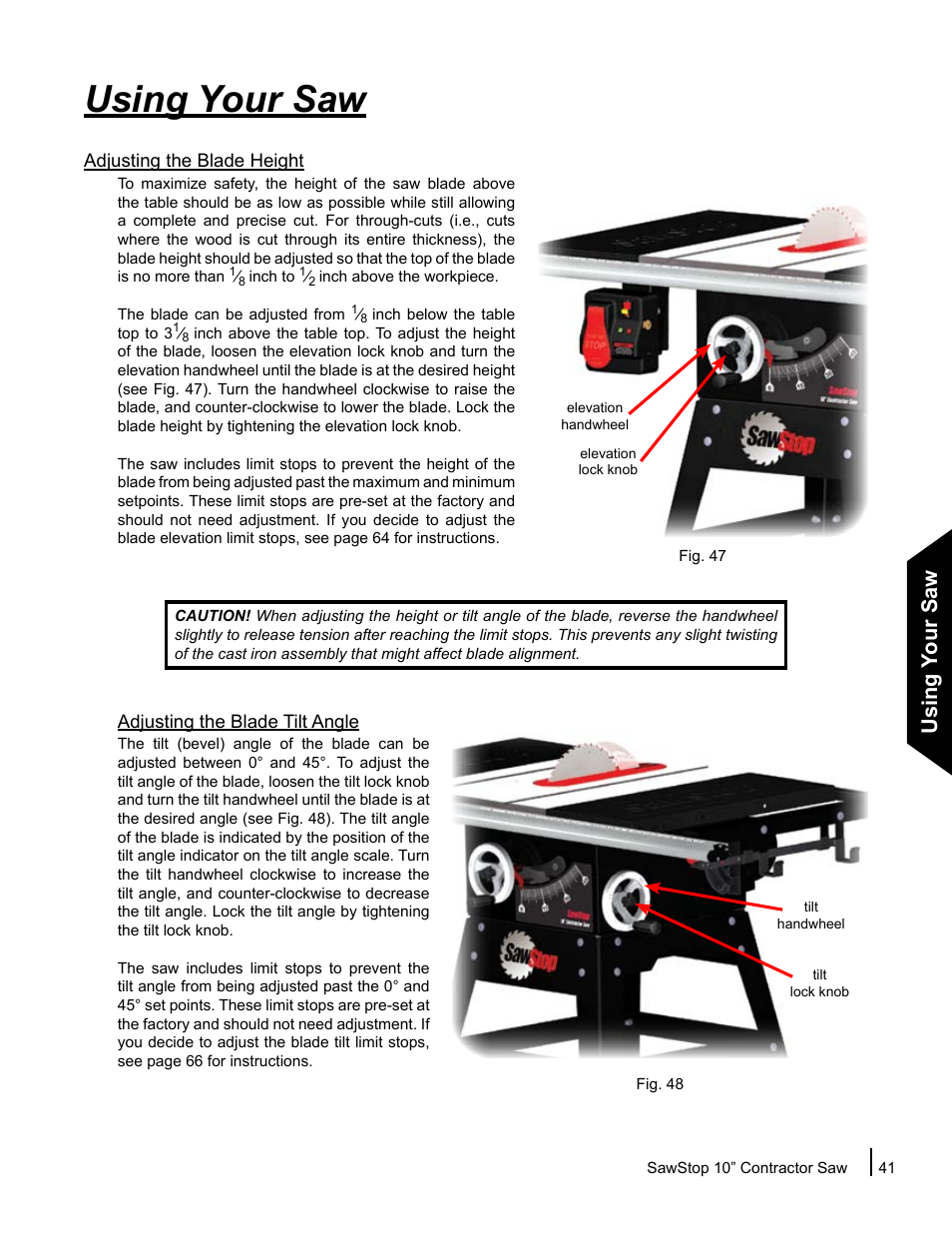 Using your saw | SawStop CNS175-AU User Manual | Page 43 / 112