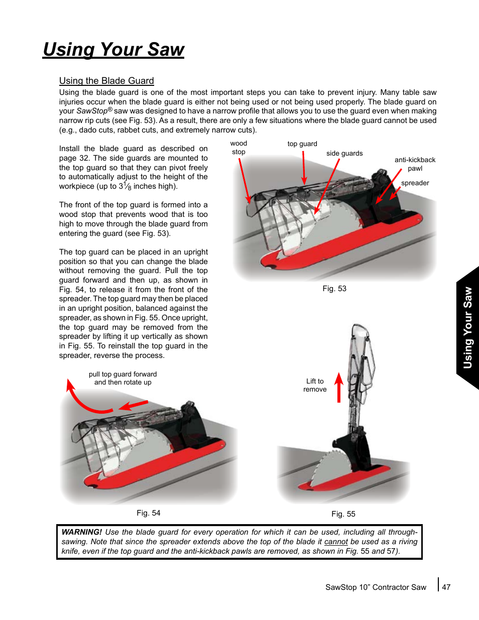 Using your saw | SawStop CNS175-AU User Manual | Page 49 / 112