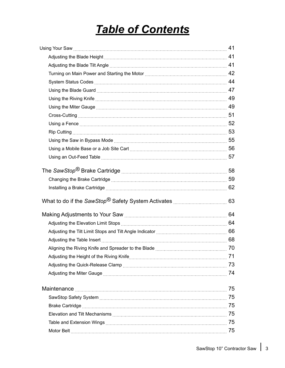 SawStop CNS175-AU User Manual | Page 5 / 112