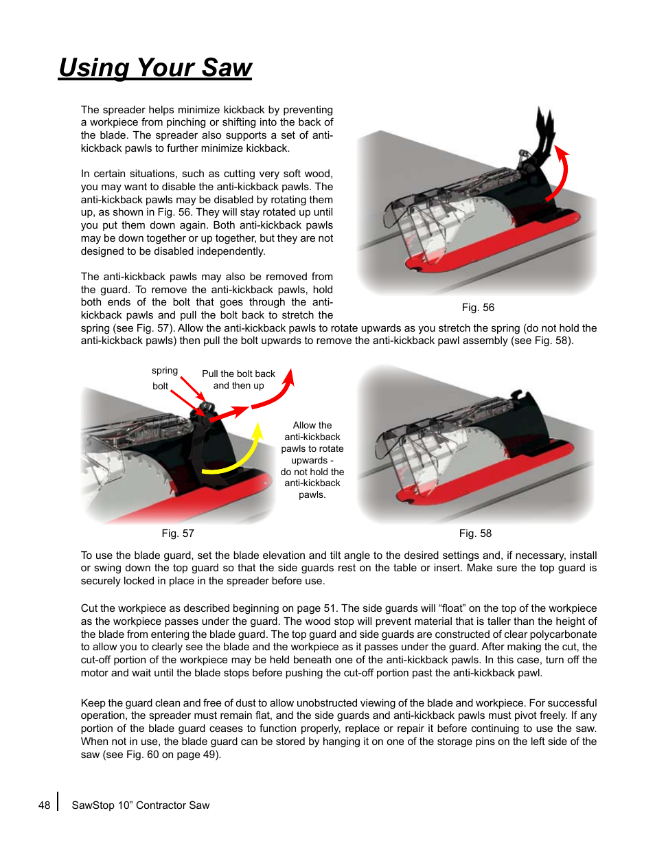 Using your saw | SawStop CNS175-AU User Manual | Page 50 / 112