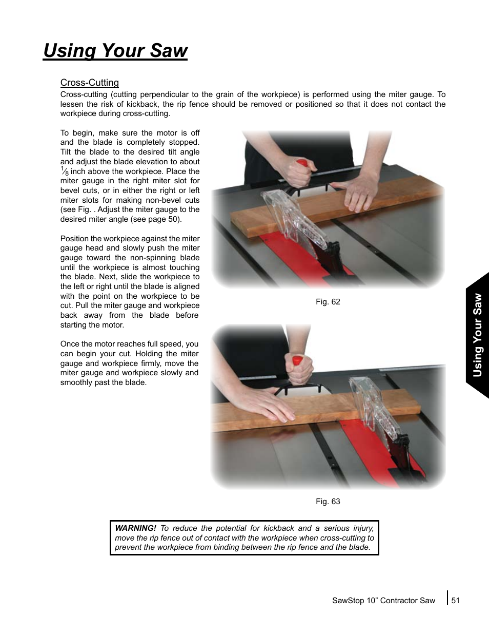 Using your saw | SawStop CNS175-AU User Manual | Page 53 / 112