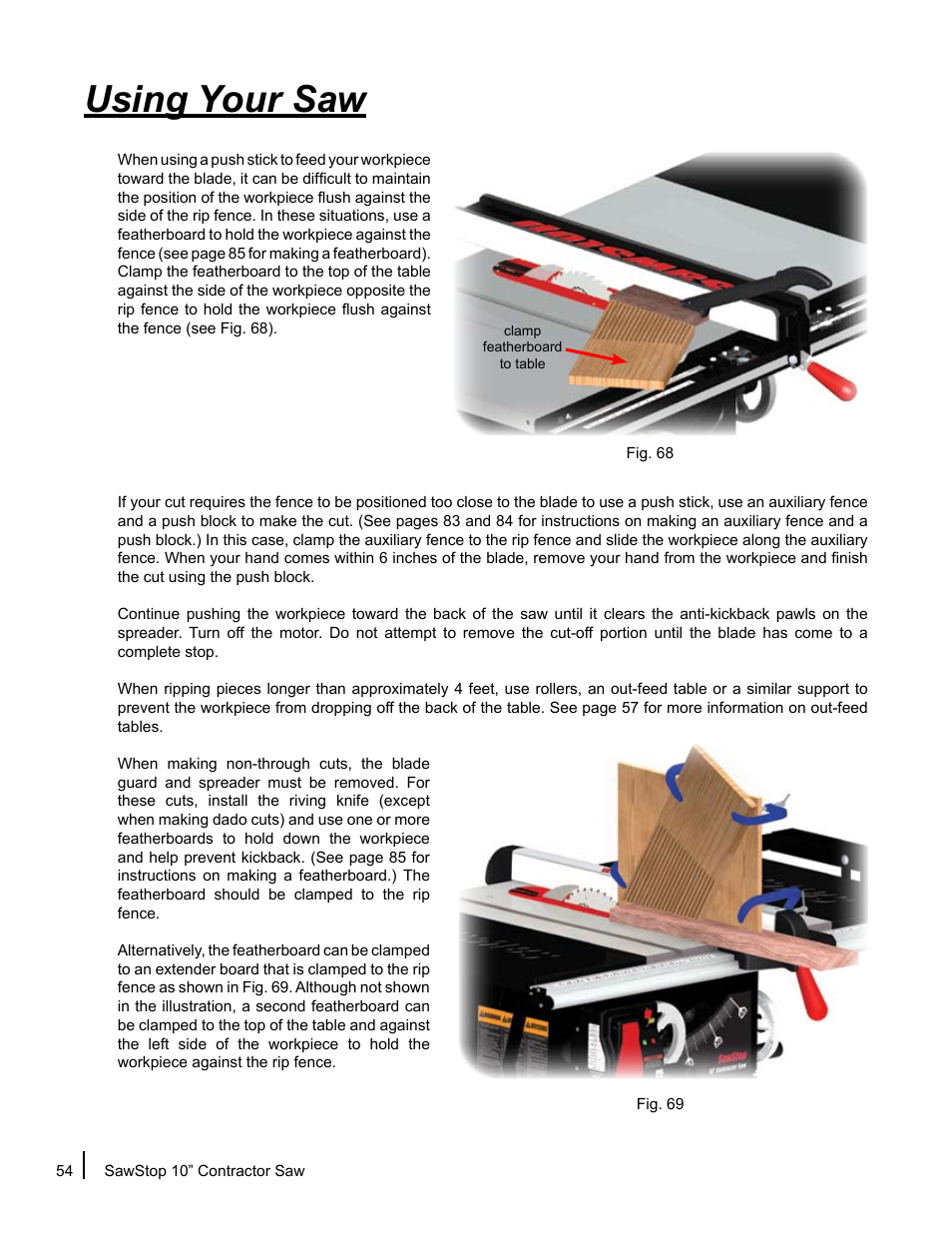 Using your saw | SawStop CNS175-AU User Manual | Page 56 / 112