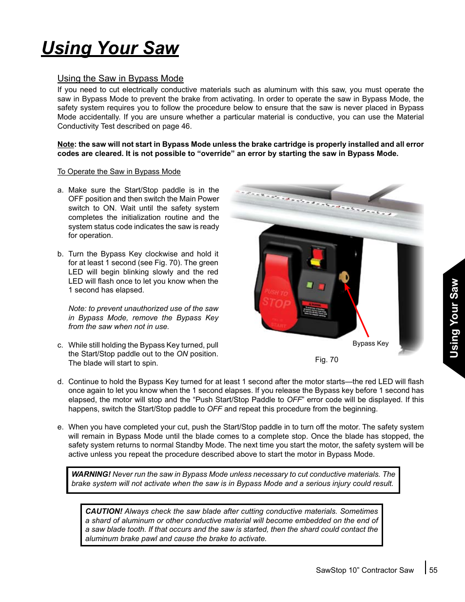 Using your saw | SawStop CNS175-AU User Manual | Page 57 / 112