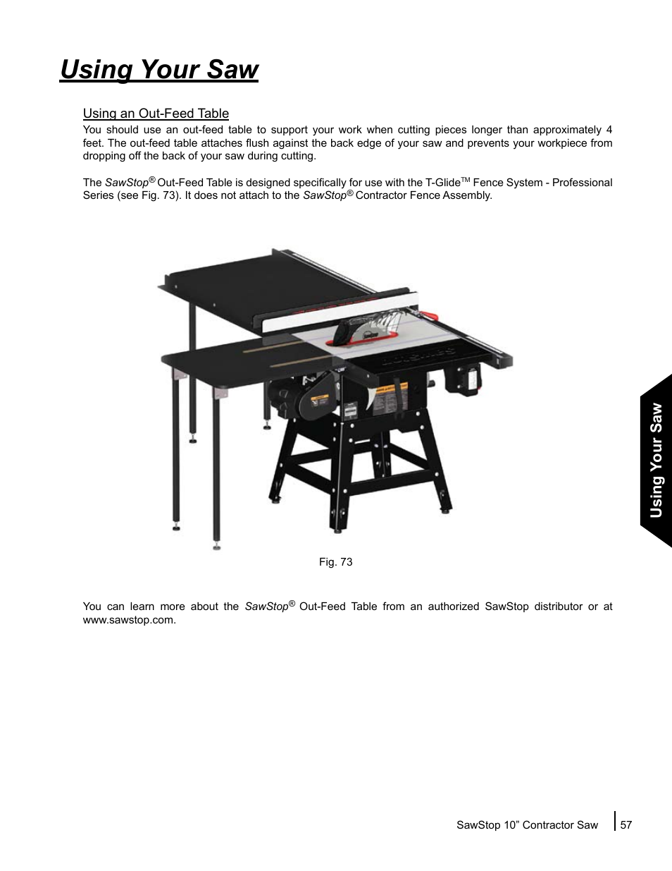 Using your saw | SawStop CNS175-AU User Manual | Page 59 / 112