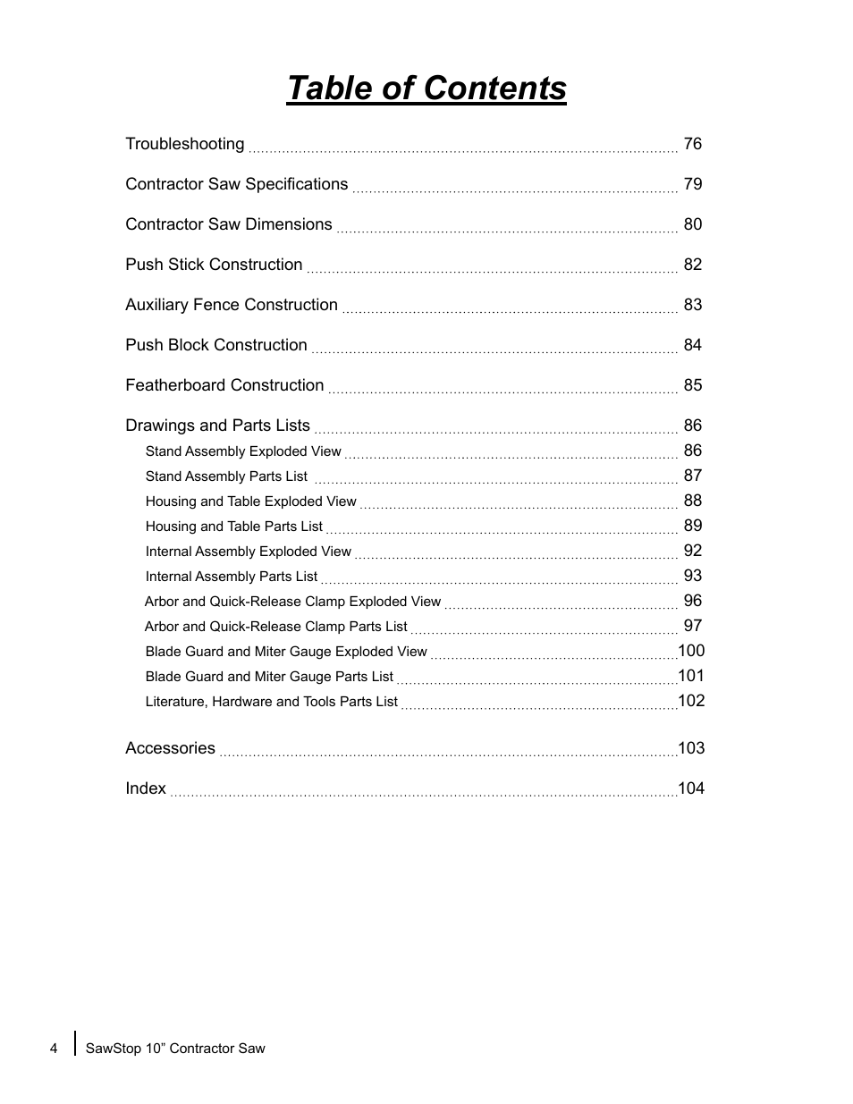 SawStop CNS175-AU User Manual | Page 6 / 112