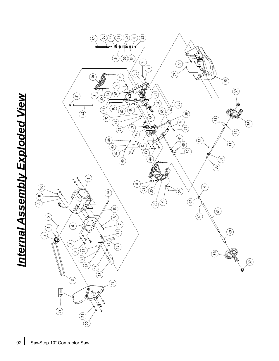 Internal assembly exploded v iew | SawStop CNS175-AU User Manual | Page 94 / 112