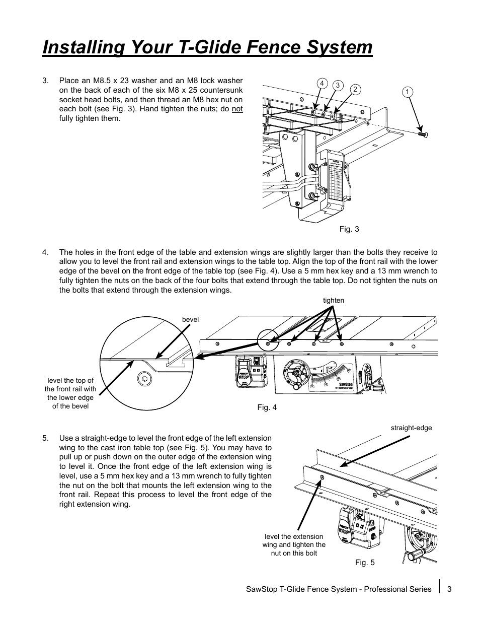 Installing your t-glide fence system | SawStop T-Glide Fence System User Manual | Page 5 / 24