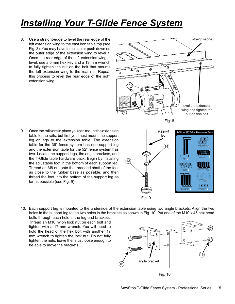 Installing your t-glide fence system | SawStop T-Glide Fence System User Manual | Page 7 / 24