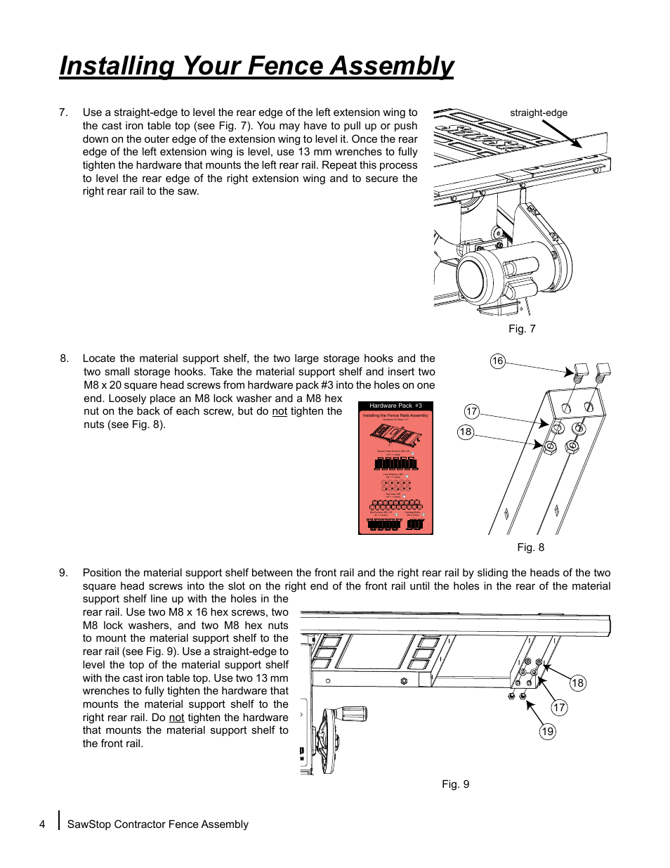 Installing your fence assembly | SawStop Fence Assembly User Manual | Page 6 / 16