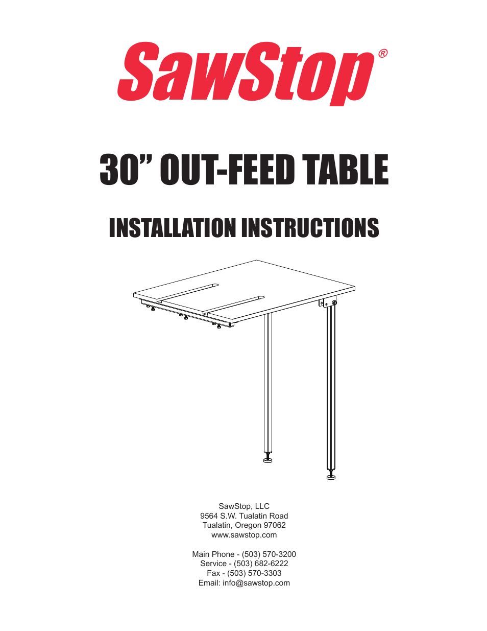 SawStop Out-Feed Table User Manual | 4 pages