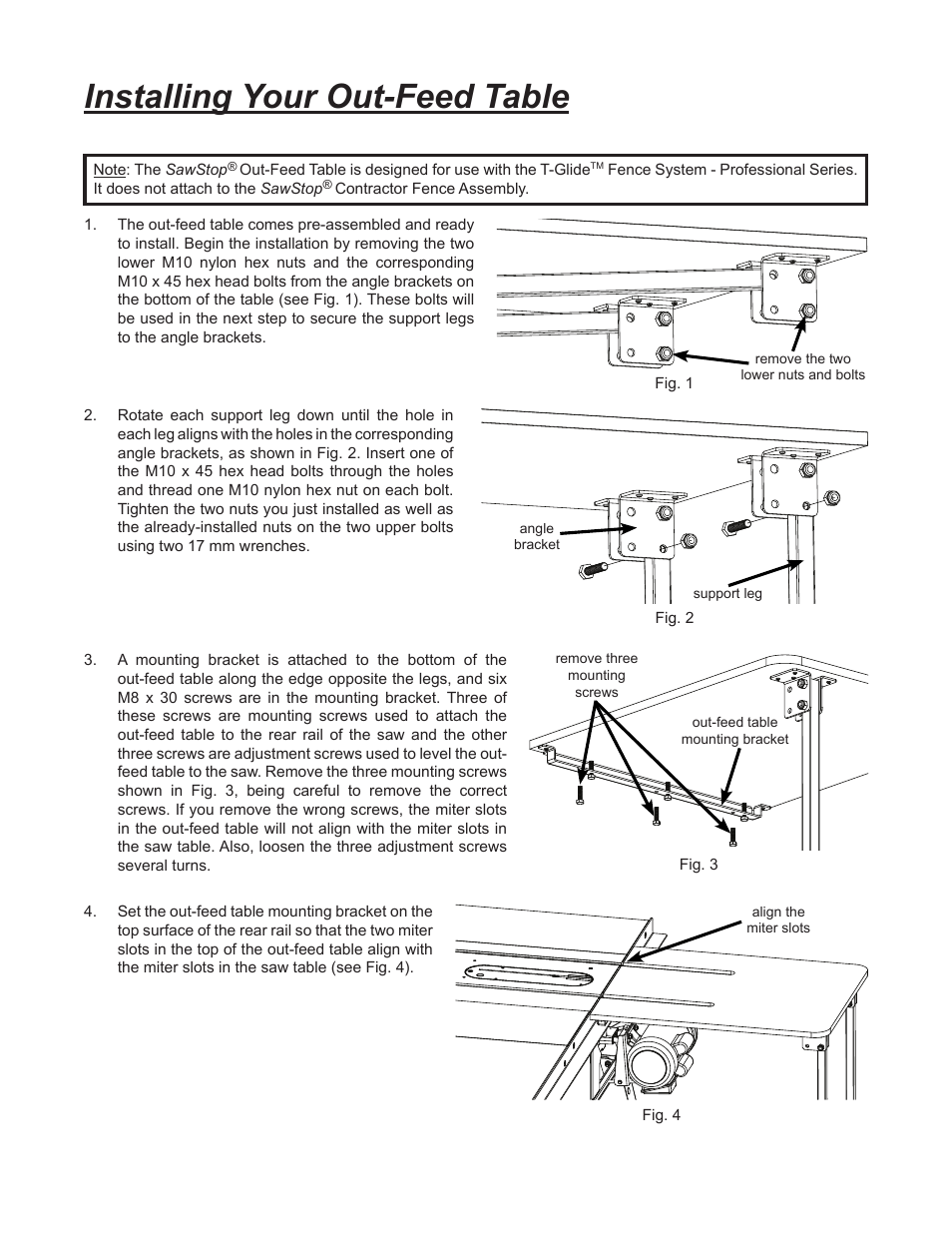 Installing your out-feed table | SawStop Out-Feed Table User Manual | Page 2 / 4