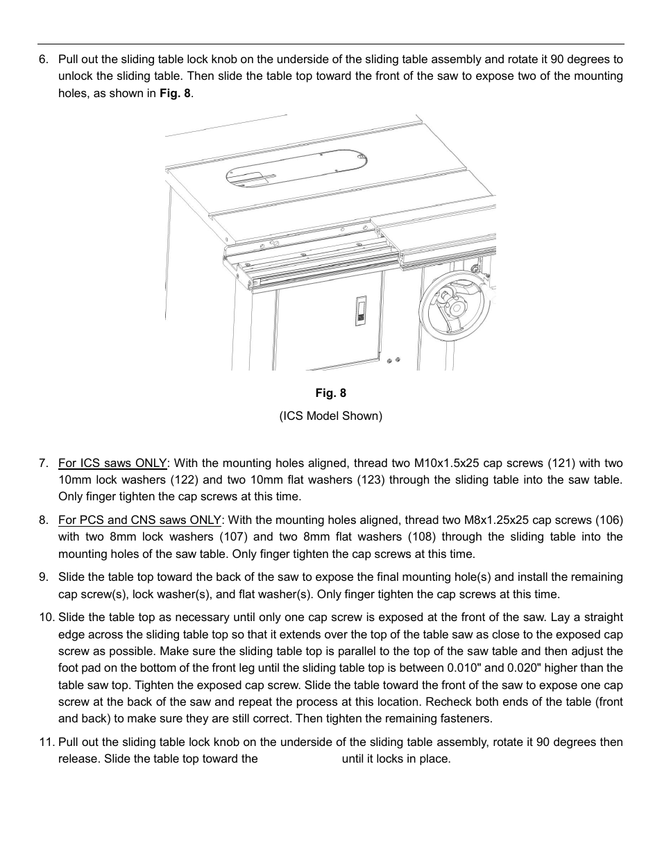 SawStop Sliding Crosscut Table User Manual | Page 12 / 21