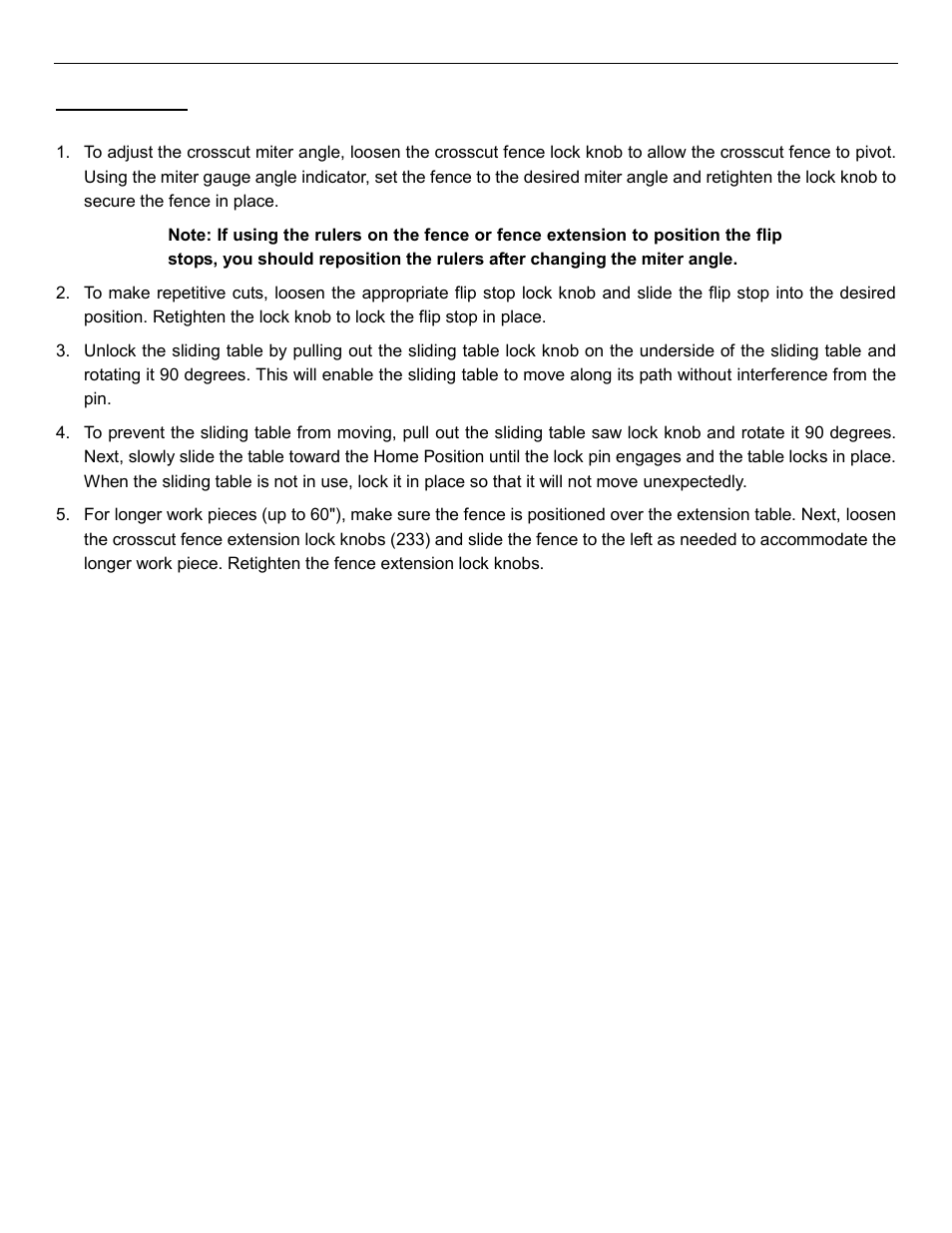 Operations | SawStop Sliding Crosscut Table User Manual | Page 17 / 21