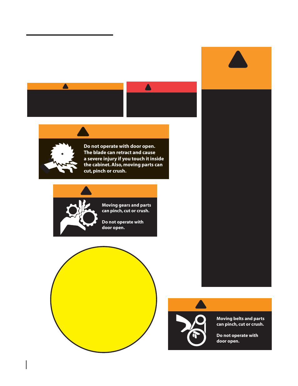 Warning labels, Warning | SawStop 3.0HP User Manual | Page 10 / 123