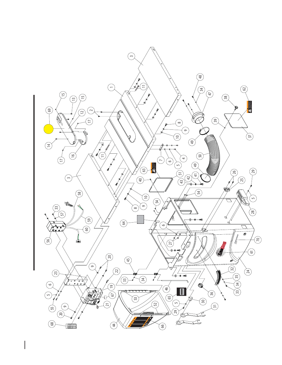 Cabinet and t able exploded v iew | SawStop 3.0HP User Manual | Page 100 / 123