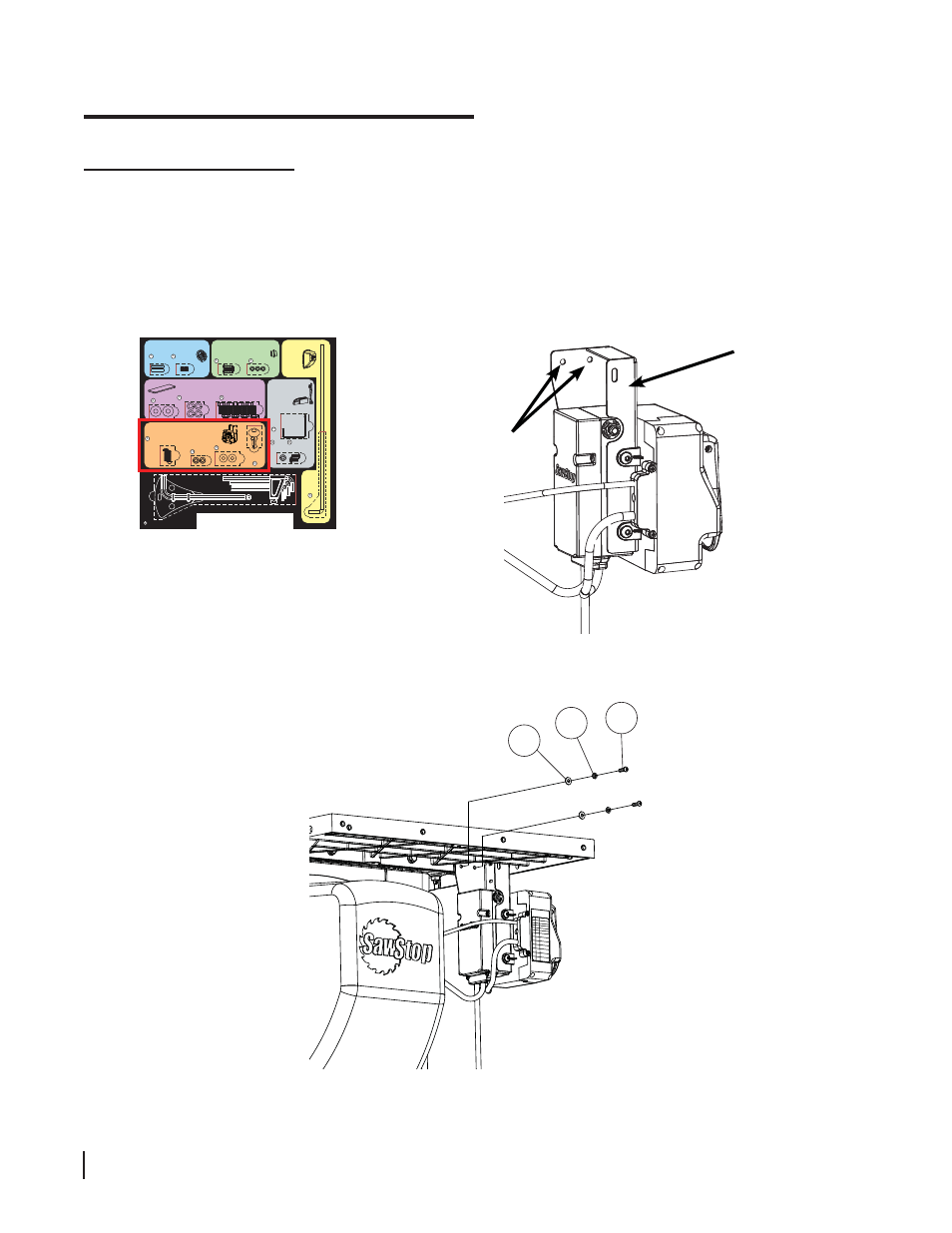 Assembling your saw, Mounting the switch box, 22 sawstop 10” professional cabinet saw | Fig. 28, Mounting holes switch box mounting bracket | SawStop 3.0HP User Manual | Page 24 / 123