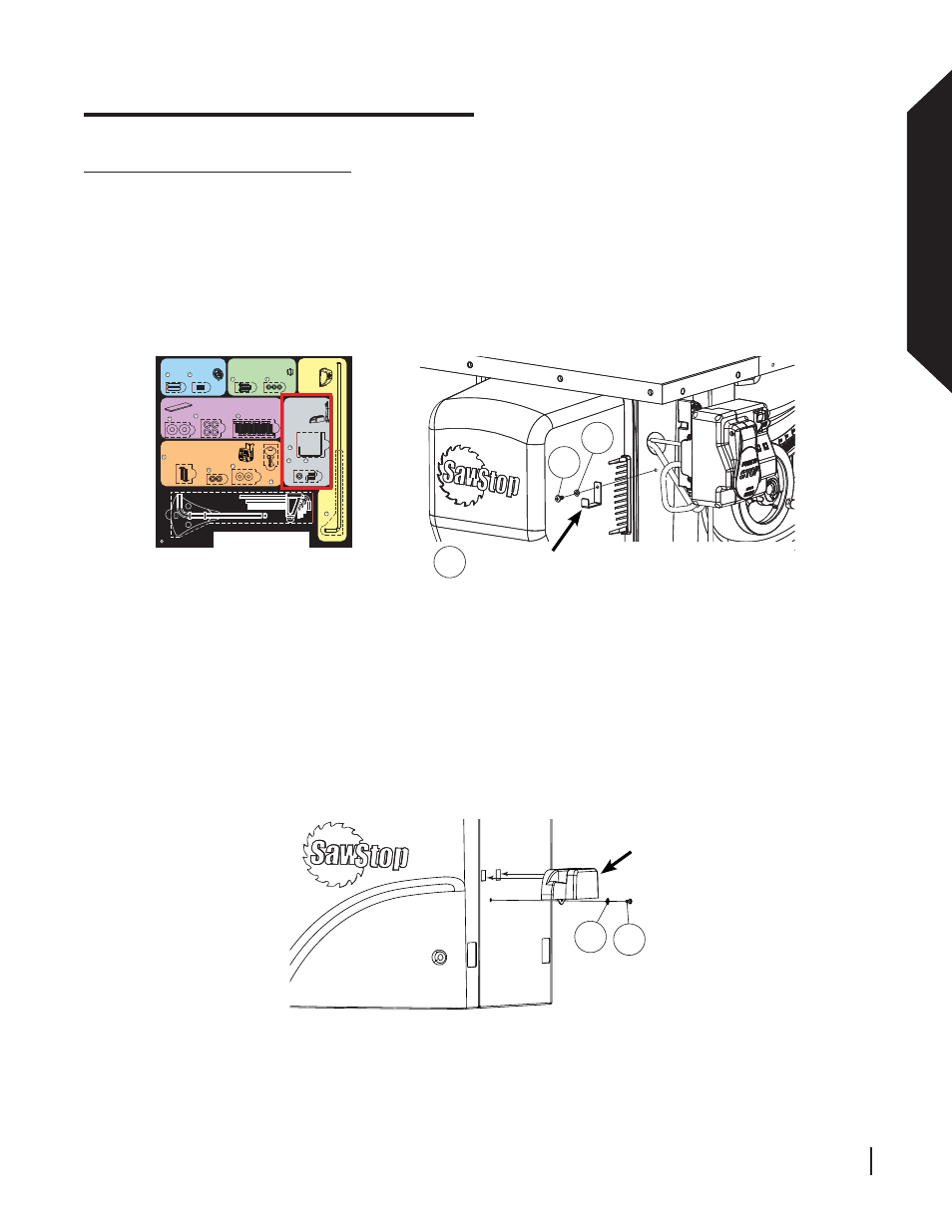 Assembling your saw, Assembling y our saw, Mounting the accessory holders | Sawstop 10” professional cabinet saw 23, Fig. 31, Fig. 30, Accessory tool holder, Blade wrench holder | SawStop 3.0HP User Manual | Page 25 / 123