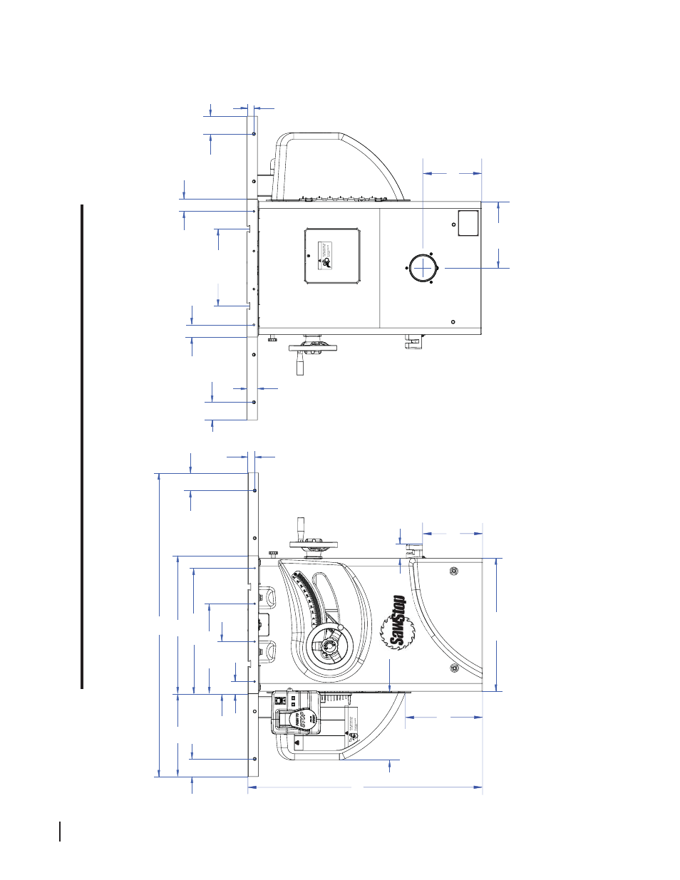 Professional cabinet saw dimensions, Front v iew rear v iew | SawStop 3.0HP User Manual | Page 94 / 123