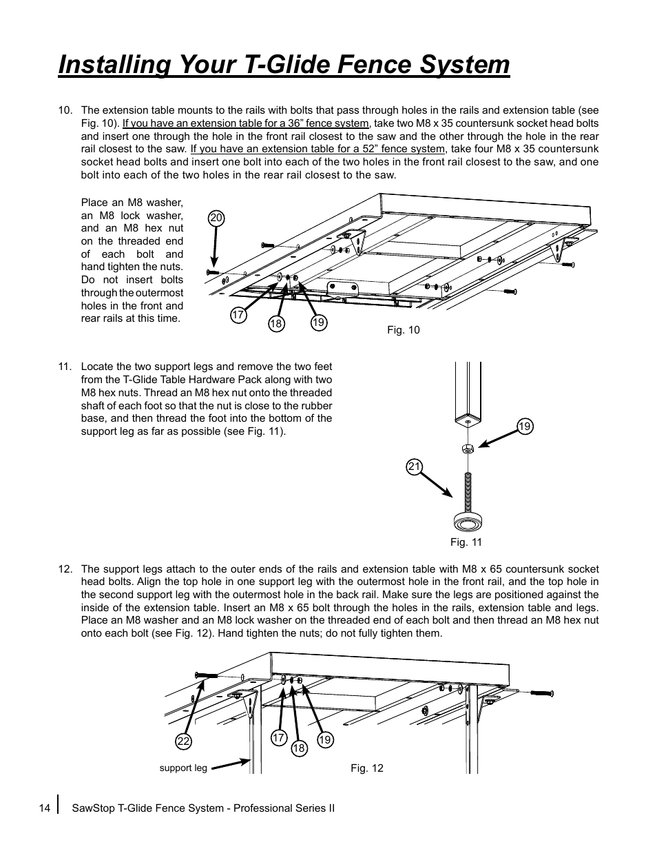 Installing your t-glide fence system | SawStop T-Glide Fence System User Manual | Page 16 / 36