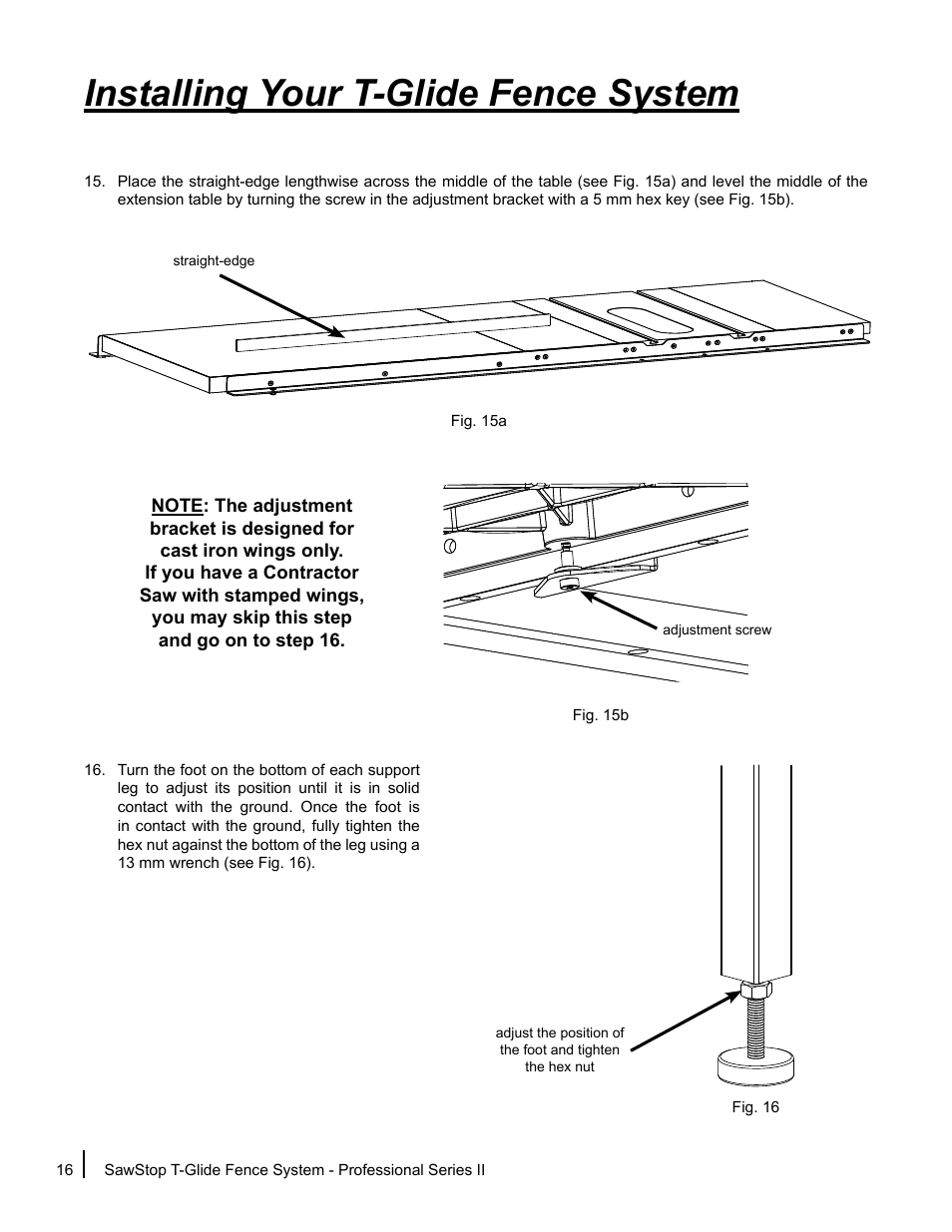 Installing your t-glide fence system | SawStop T-Glide Fence System User Manual | Page 18 / 36