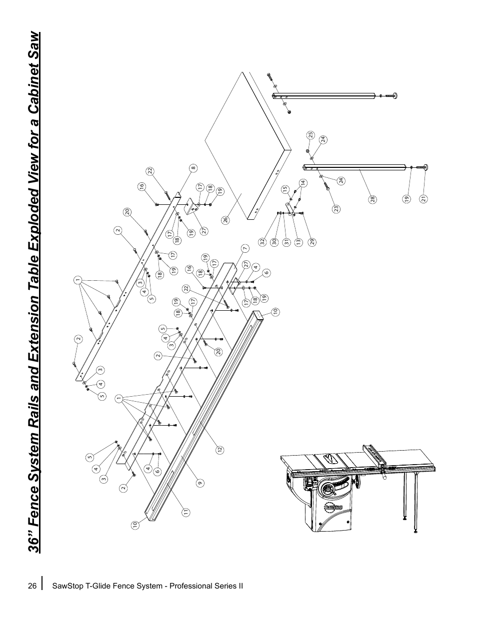 SawStop T-Glide Fence System User Manual | Page 28 / 36