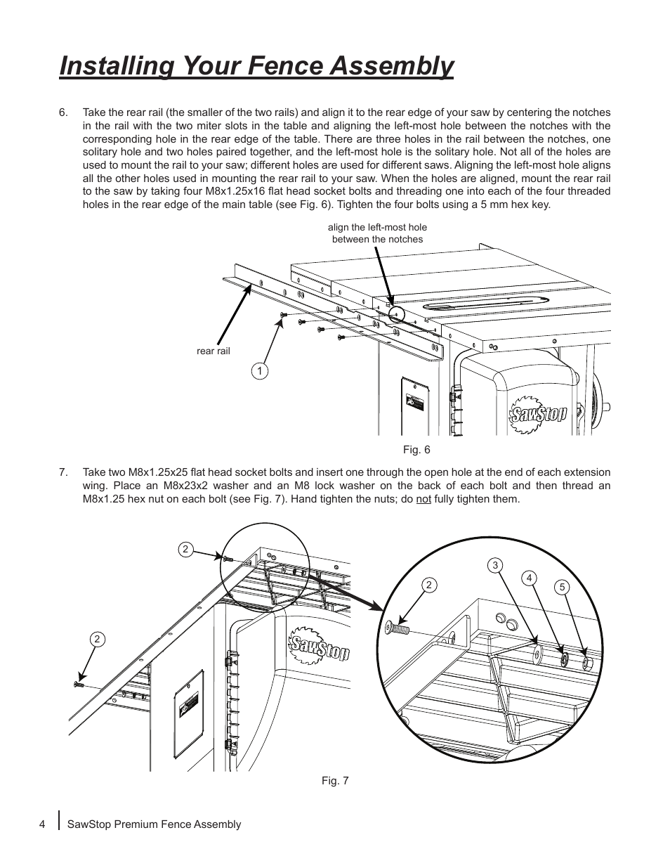 Installing your fence assembly | SawStop Premium Fence Assembly User Manual | Page 6 / 20