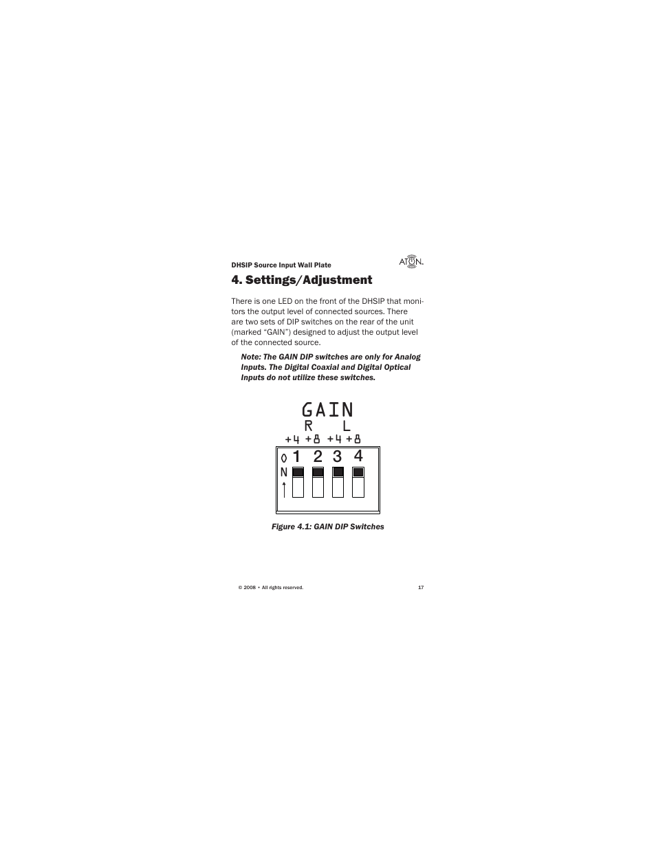 Gain | ATON Source Input Wall PlateWallplate DHSIP User Manual | Page 19 / 48
