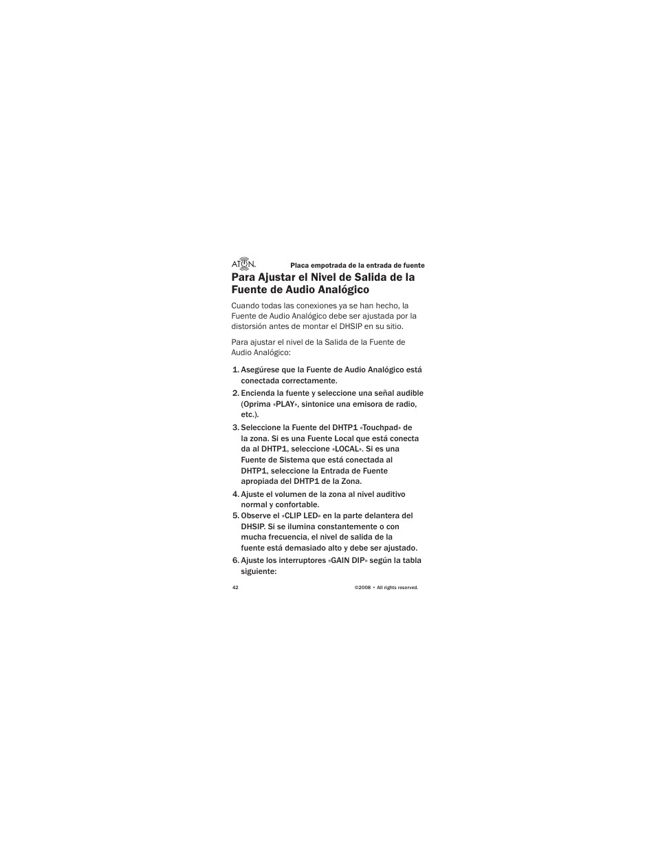 ATON Source Input Wall PlateWallplate DHSIP User Manual | Page 44 / 48