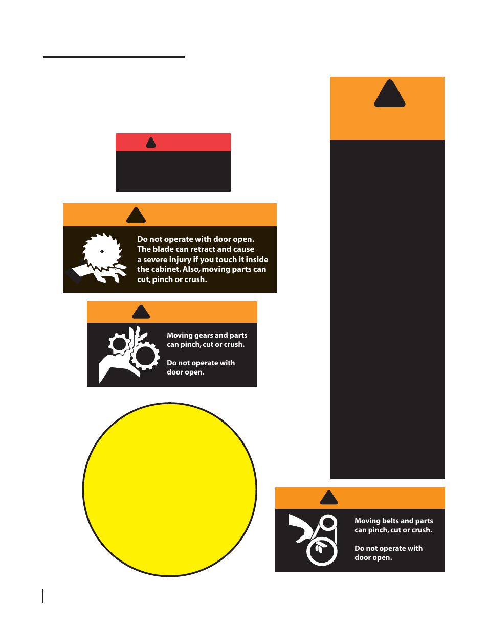 Warning labels, Warning | SawStop 1.75HP User Manual | Page 12 / 123