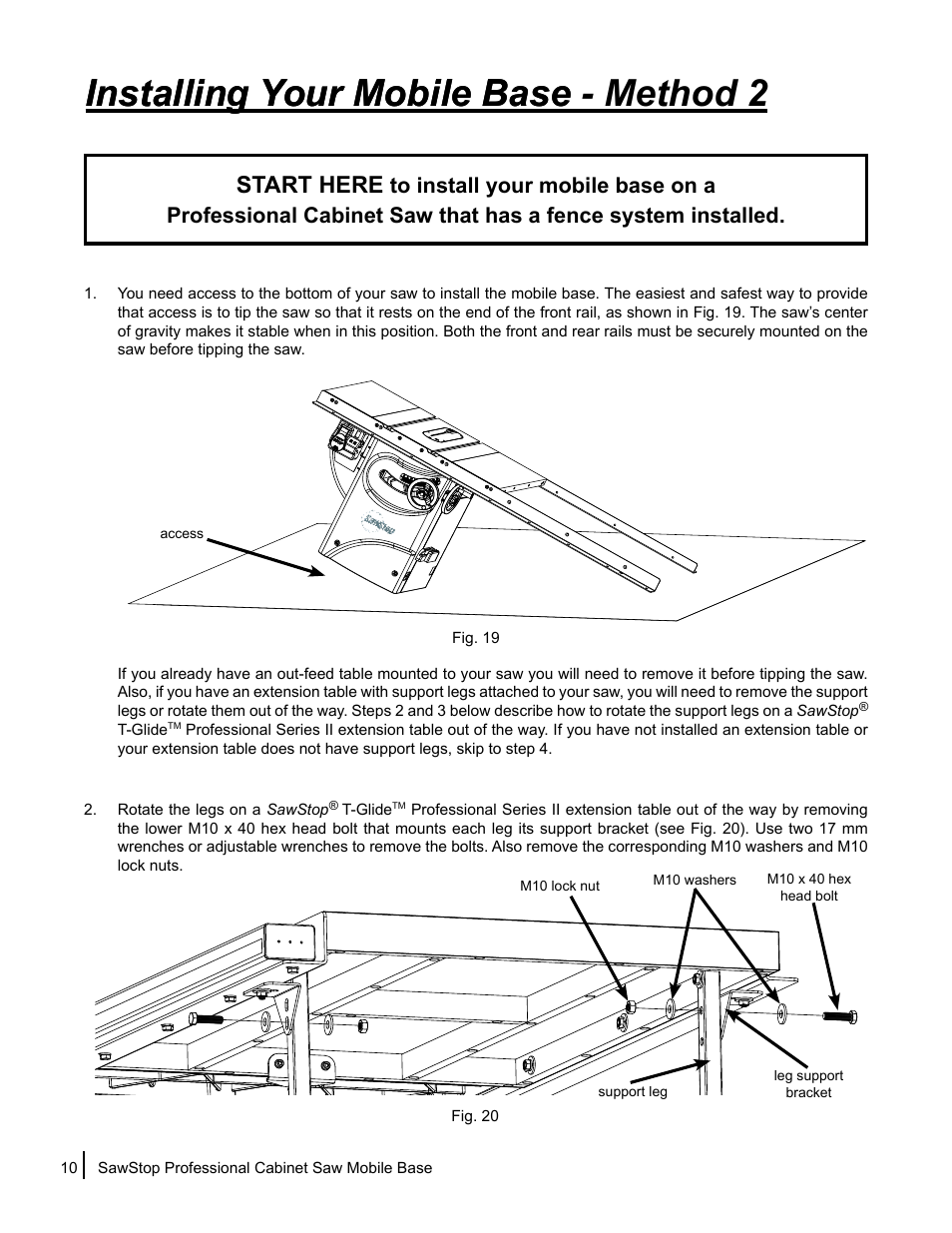 Start here | SawStop Mobile Base User Manual | Page 12 / 24