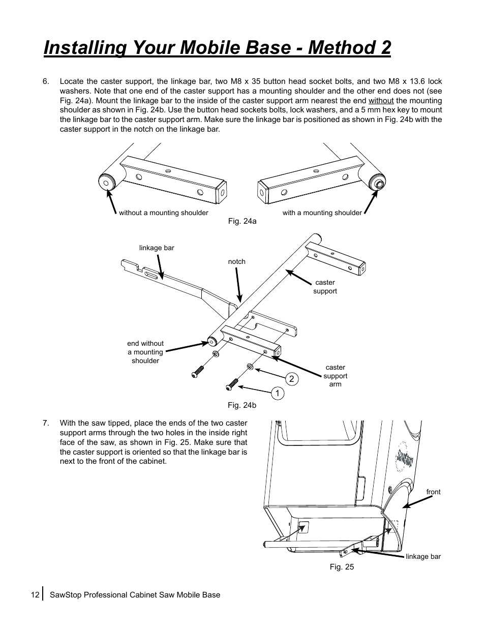 Installing your mobile base - method 2 | SawStop Mobile Base User Manual | Page 14 / 24