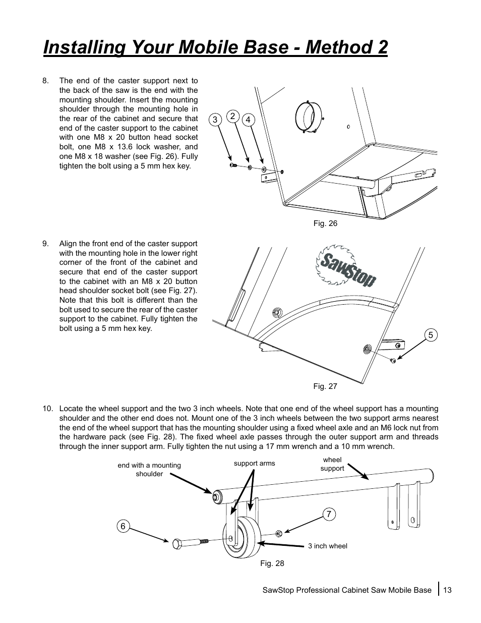 Installing your mobile base - method 2 | SawStop Mobile Base User Manual | Page 15 / 24