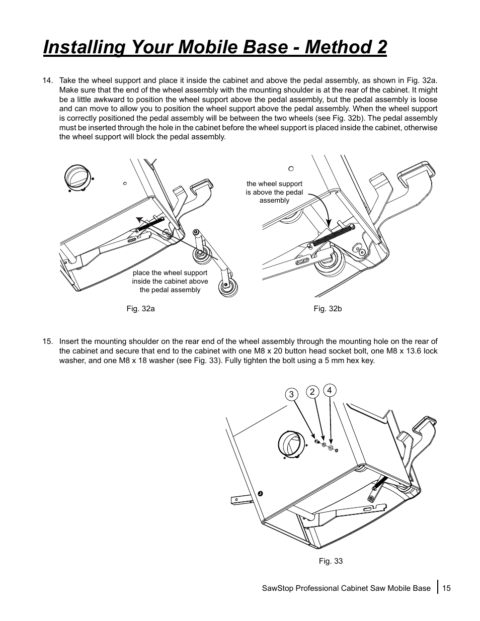 Installing your mobile base - method 2 | SawStop Mobile Base User Manual | Page 17 / 24