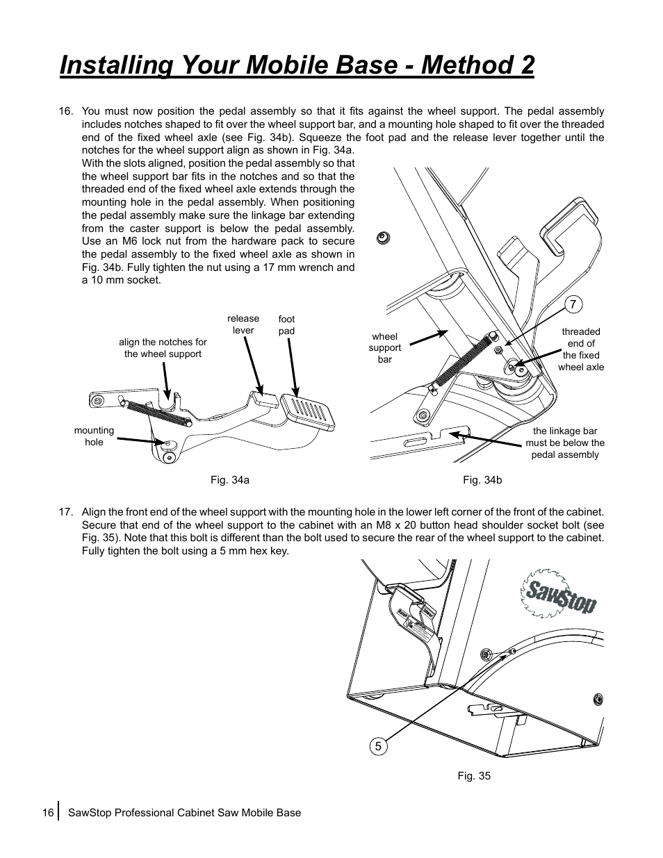 Installing your mobile base - method 2 | SawStop Mobile Base User Manual | Page 18 / 24