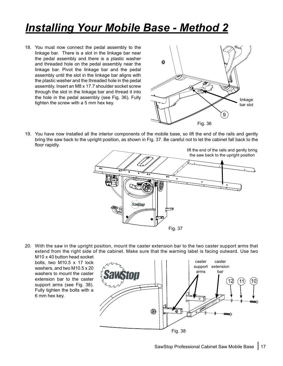 Installing your mobile base - method 2 | SawStop Mobile Base User Manual | Page 19 / 24