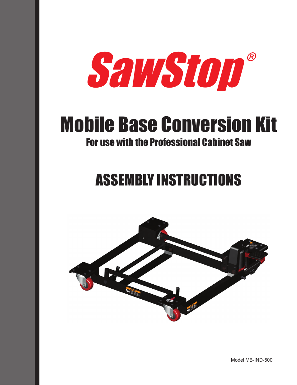 SawStop Mobile Base Conversion Kit User Manual | 8 pages