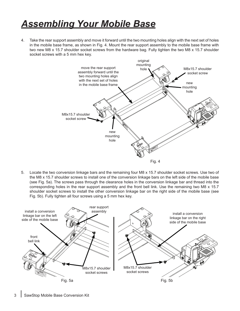 Assembling your mobile base | SawStop Mobile Base Conversion Kit User Manual | Page 4 / 8