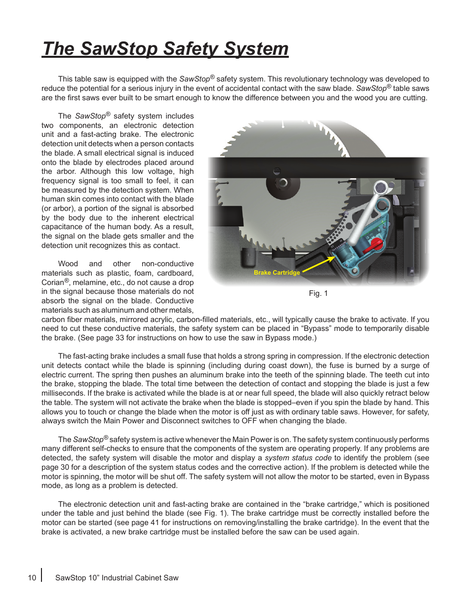 The sawstop safety system | SawStop ICS73600 User Manual | Page 12 / 110