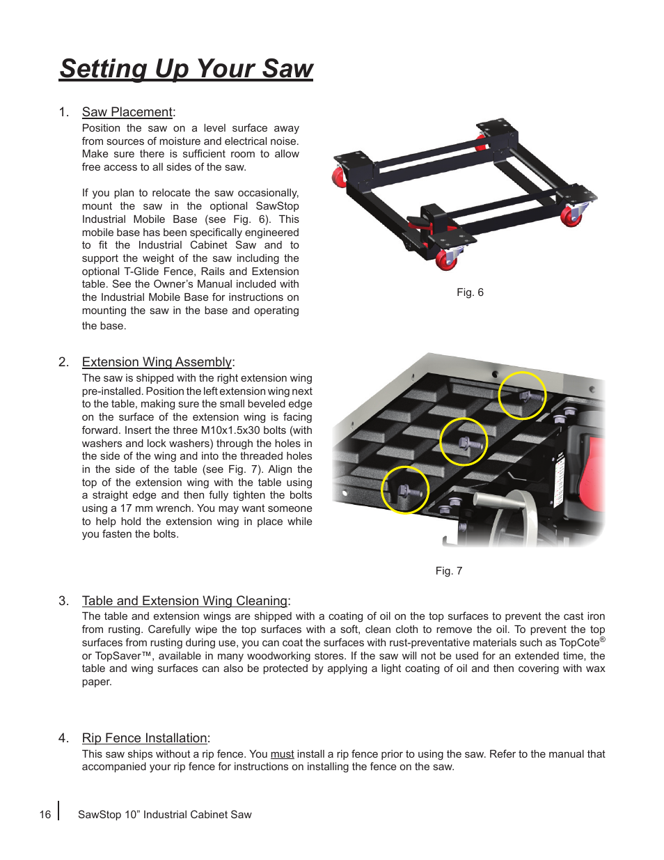 Setting up your saw | SawStop ICS73600 User Manual | Page 18 / 110